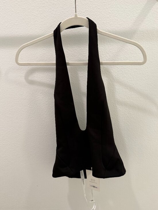 Heiress Beverly Hills Tops - Heiress Beverly Hills The Sculpt Top Black Halter Deep V Size XS